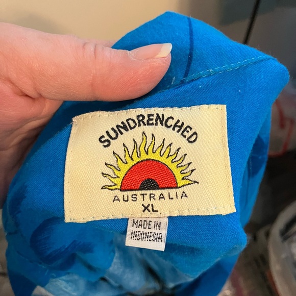 Island Feel Blue Hawaiian Palm-Print Men's Shirt - Picture 2 of 5